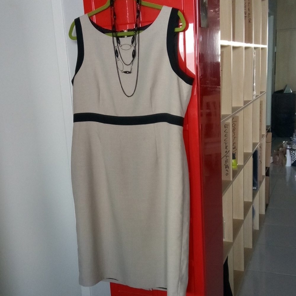 Beige and black office dress